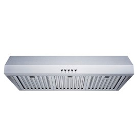 Winflo 30 In. 480 CFM Convertible Stainless Steel Under Cabinet Range Hood with Baffle Filters and Push Button Control