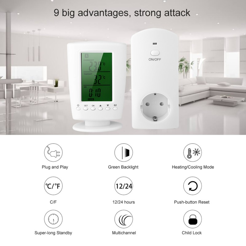 Programmable Wireless Thermostat & Socket Household Intelligent Socket