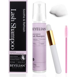 BEYELIAN- Kit completo de limpieza de pestañas para uso profesional y doméstico El kit de champú para pestañas BEYELIAN incluye un champú suave para pestañas, un cepillo suave para champú y un cepillo
