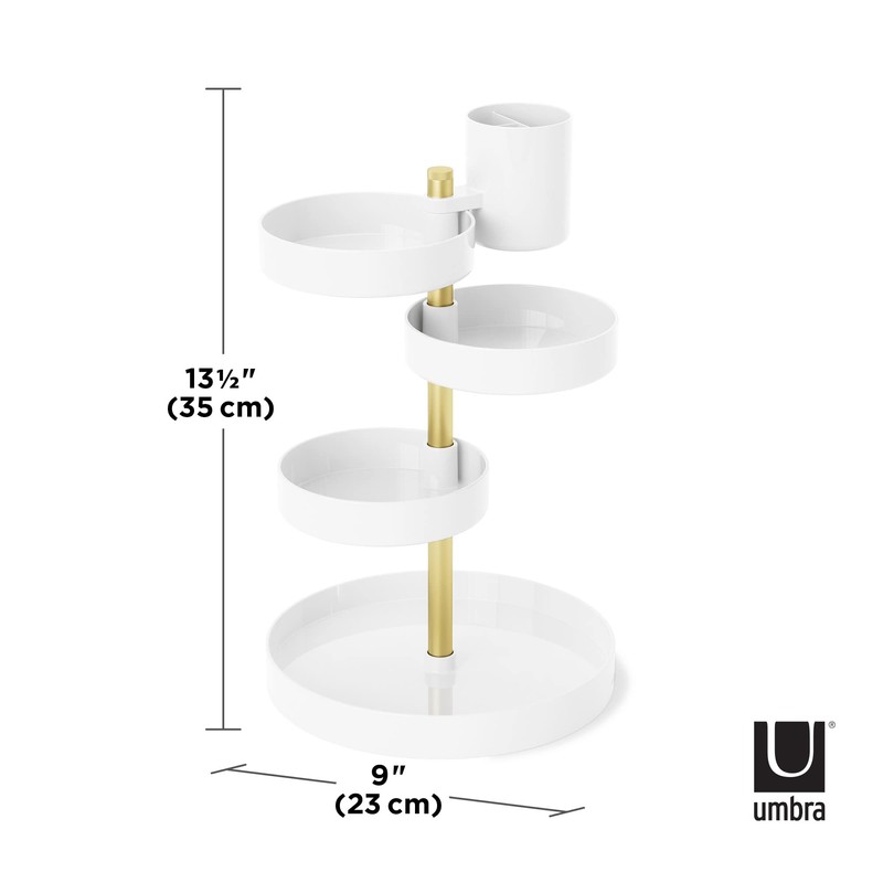 Umbra Pirouette Cosmetic Organizer, White/Brass