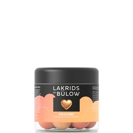 LAKRIDS BY BÜLOW - Peaches - 4.4 oz - Chocolate Coated Gourmet Licorice - Sweet Licorice Core Coated in White Chocolate & Peach