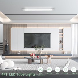 Airand 5000K Plug in Ceiling Light, 4FT Linkable LED Shop Lights with ON/Off Switch, 36W 3600LM Garage Light Fixture, IP66 Waterproofing Tube Light for Bathroom, Workshop, Office, Basement