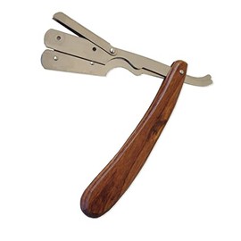 Barber Straight Edge Shaving Razor – Professional Razors with 10 Double Sided Blades – by DMX INTL (Wooden Handle)