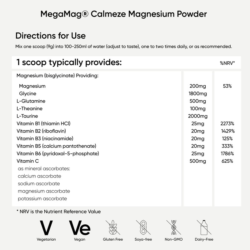 Nutri Advanced MegaMag Calmeze Magnesium Glycinate Powder - Supports The
