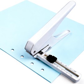 Single Hole Adjustable Punch for 0.2 inch (6 mm), Supports 20 Bindings, Freely Positioned, Document Hole Organizer, Office Stationery, Notebook Use, Tool, Small, Lightweight, Manual Operated (White)