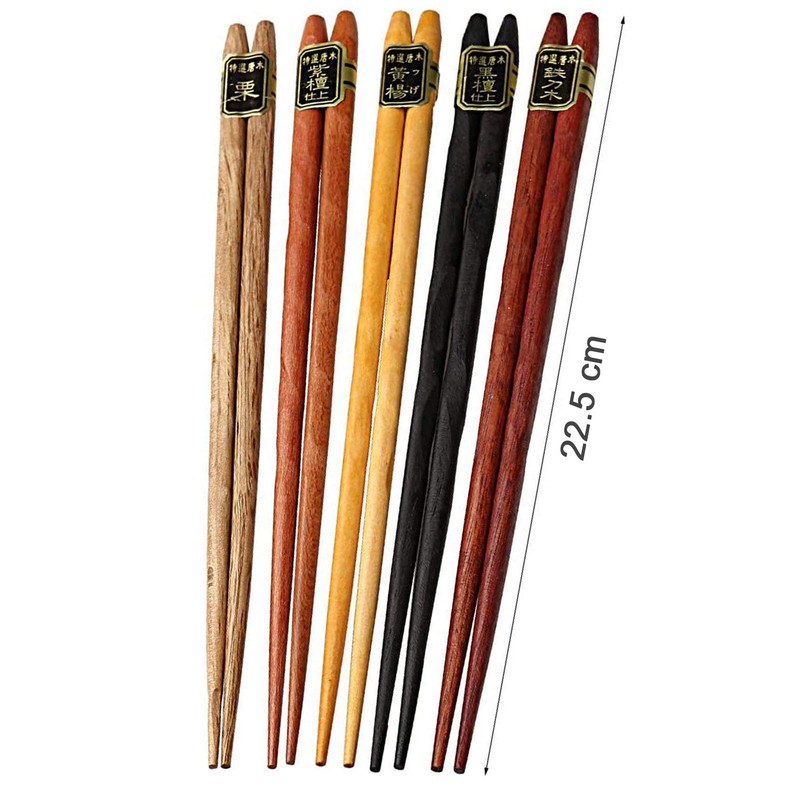 Rpanle Chopsticks, 5 Pairs Japanese Natural Wood Chopsticks, Reusable Chopsticks