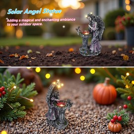 Solar Outdoor Figurine Lights Gnome Garden Decor Statue with LED Lantern, Glowing Fairy Yard Decorations for Outside Patio Yard Front Porch, Housewarming Home Decor Gifts Thanksgiving (Pink Angel)