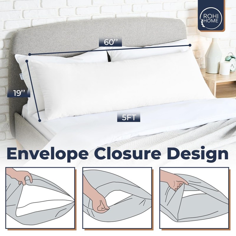 Rohi Bolster Pillow Cases - Soft & Breathable Polycotton Long