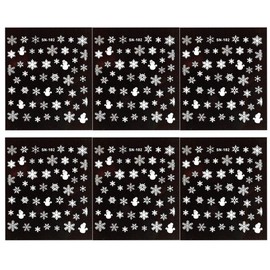 6Sheet Snowflake Nail Stickers, Christmas Nail Art 3D Glitter Stickers Decal (White and Silver Snowflake)