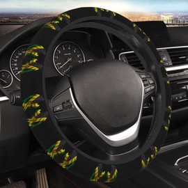 Wings Jamaica Jamaican Flags Steering Wheel Cover for Men Women Anti-Slip Elastic Thickened Steering Wheel Cover Universal Fit 15 Inch