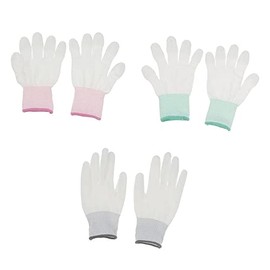 3 Pairs Safety Work Gloves, Anti-Static, Non-Slip Glove, PU Coated Fingertips, Non-Slip Wearable Gloves for Warehouse Assembly, Logistics, L/M/S