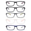 YQJYWZTF 5-Pack rectangular reading glasses sport design TR90 flexible Blue