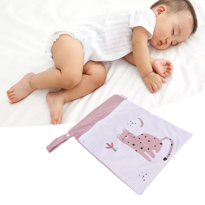 2pcs Hanging Diaper Bag Waterproof Double Pockets Zipper Closure Baby