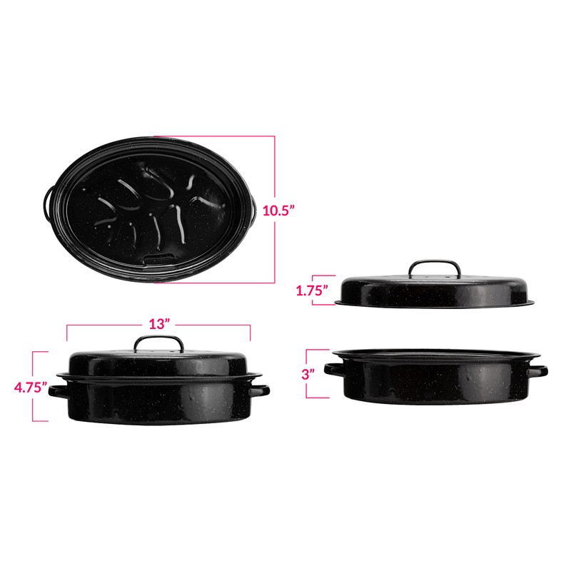 Eternal Living Granite Roasting Pans, Black (15" Oval Roaster Pan
