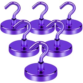 LOVIMAG Cruise Ship Essentials, 110Lbs Cruise Door Magnets, Purple Cruise Magnetic Hooks, Magnetic Hooks Heavy Duty for Hanging Celling, Grill, Refrigerator Kitchen-6 Pack