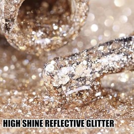 Glitter Gel Esmalte de Uñas Cromo Platino Glitter Gel Polish Kit Holográfico Silver Sparkle Shiny Esmalte para Salón Hogar Diy Nail Art Painted Liner 