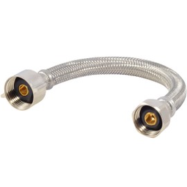 Eastman 12 Inch Flexible Toilet Connector, 7/8 Inch Ballcock x 1/2 Inch FIP, Stainless Steel Braided Supply Line, 48084