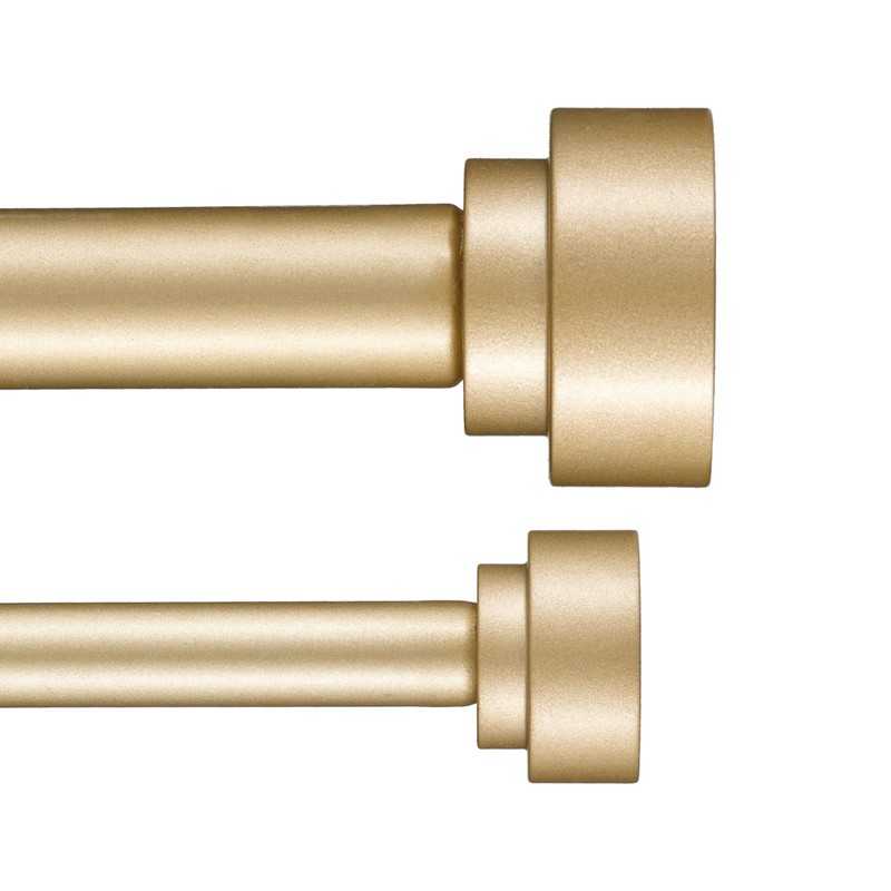 Heavy Duty Double Curtain Rods with Cylindrical Cap Finials -