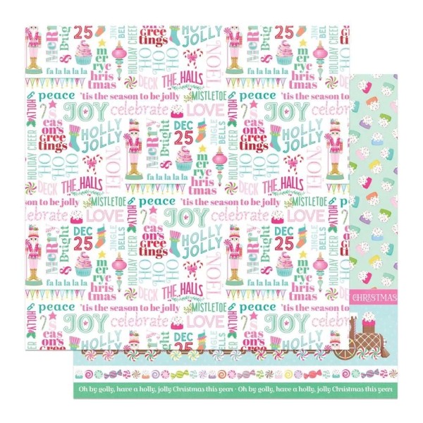 PhotoPlay Sugar Plum Christmas Sending Cheer Nutrcrackers 12x12 Scrapbook Paper
