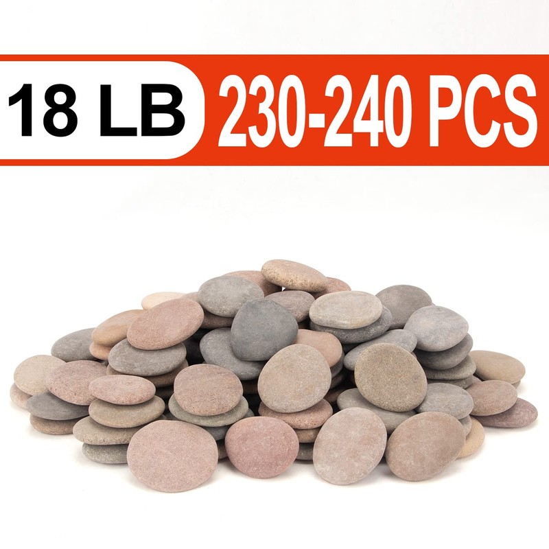 BLXQI 232-240 PCS Craft Rocks, 1.3"-2.2" Round Grey Rocks, 18