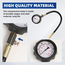 Yonligonju 17pc Diesel Engine Compression Tester Kit, Diesel Compression Tester Cylinder Pressure Gauge for Diesel Cars and Trucks(red)