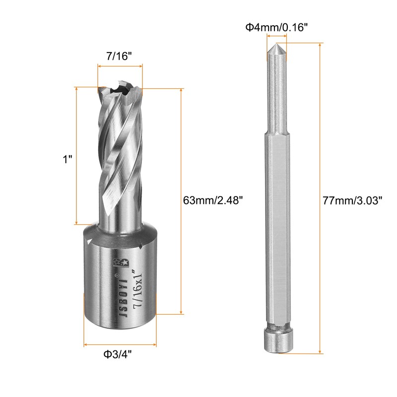 sourcing map Annular Cutter 7/16" Cutting Diameter Shank 3/4" with