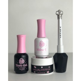 Exclusive Nail Couture GUMMY Jelly LED/UV Diamonds Gel, Base Coat, Shine E Top Coat, Matte Top Coat