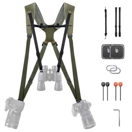 PGYTECH Camera Strap Master, Leather Dual Shoulder Harness for 3 Cameras, Adjustable Camera Harness for Professional Photographers, Sports/Wildlife/Wedding/Events Photography Camera Straps, Green