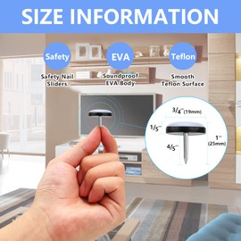24 Pack Chair Glides, Nail On Chair Gliders (3/4 Inch Diameter), Teflon Chair Glides for Hardwood Floor, Carpet, Wooden Furniture, PTFE (Teflon) Furniture Leg Moving Pads（19mm