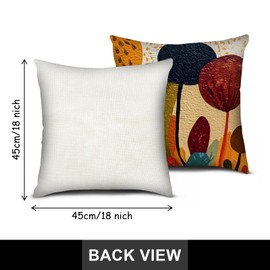 PICKFORU Colorful Abstract Art Throw Pillow Covers Set of 4, 18x18 Inch Retro Oil Painting Geometric Throw Pillow Case Bohemian Leaves Cushion Case for Living Room Home Bedroom