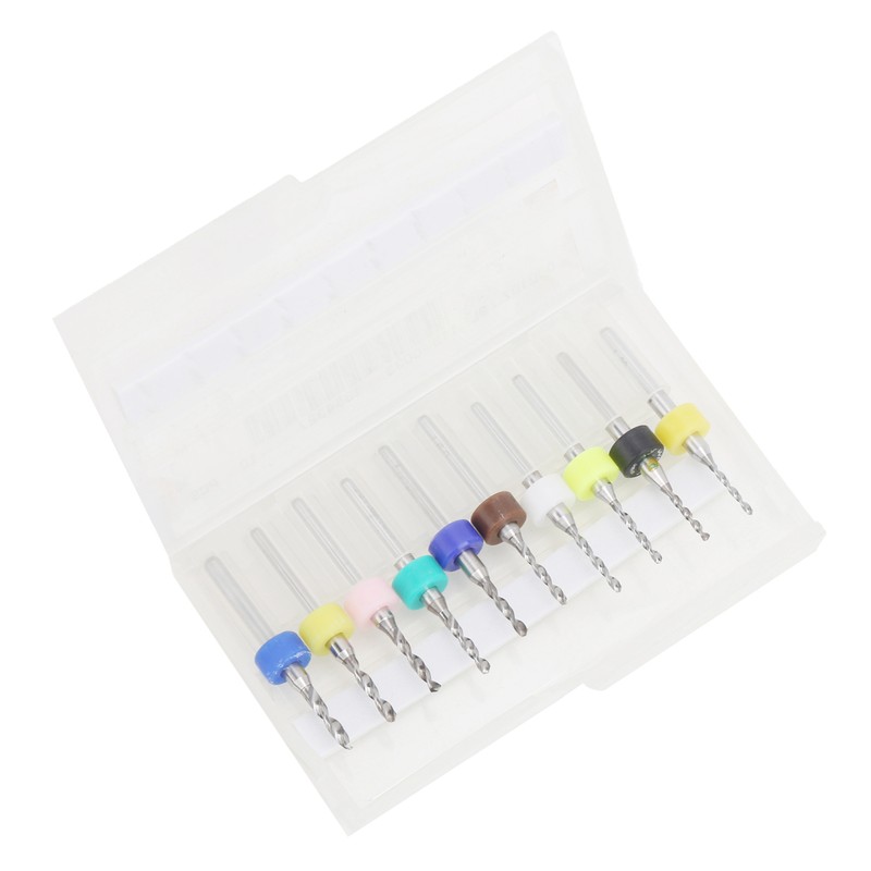 10Pcs Micro Drill Bit Set Cemented Carbide 1.2-2.1mm Printed Circuit