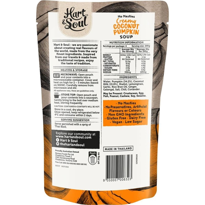 Hart and Soul All Natural Coconut Pumpkin Soup 400 g
