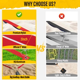 DDVLG Beach Volleyball Lines for Sand or Grass, 2inch Sand Volleyball Boundary Lines for Beach Court 26.3'x52.6' [Doubles 2V2], Highly Visible, All-Weather, with Metal Anchors & Sand Bags - Red