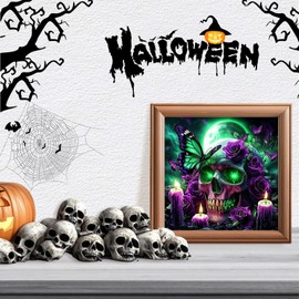 Lxmsja Skull Candles Diamond Painting Kits for Adults, DIY 5D Moon Diamond Art Kits for Beginners, Full Drill Peinture Diamant Arts and Crafts for Adults, Home Wall Decor 12x12 inch