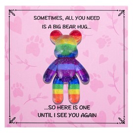 Pocket Bear Hug, Anxiety Relief Gifts for Women Men, Mental Health Positivity Gift, Thinking of You Gifts, Emotional Support Gift, Comforting Present for Son Daughter Back to School, Rainbow
