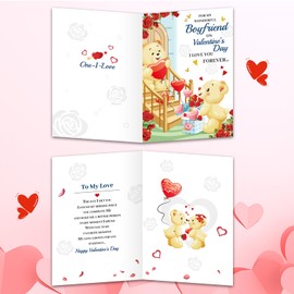 DPKOW Valentines Gifts for Him Boyfriend, 1 Valentines Card Boyfriend + 1 Valentines Keyring Boyfriend + 2 Heart Bracelets for Couples, Valentines Gifts for Him Boyfriend Men Birthday Gifts Couples