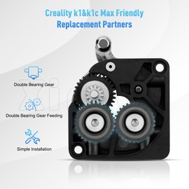 Upgrade k1 Max Extruder,k1 Double Bearing Gear Upgrade Kit Hardened Steel DLC Black+Reduction Gear,All Metal Filament Drive Extruder Gear,for K1 / K1 Max / K1C 3D Printer Accessories Parts