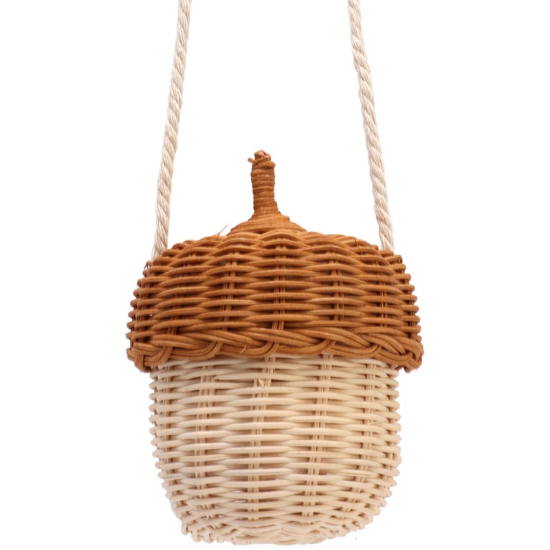 Kids Rattan Storage Basket Hand Woven Decorative Acorn Shaped Basket