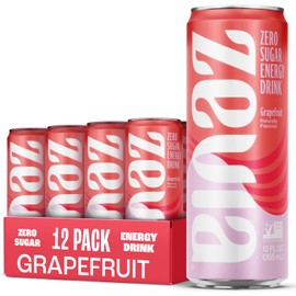 Zevia Zero Sugar Energy Drink, Grapefruit, 12 oz Cans (12-Pack) – Naturally Sweetened, Non-GMO Project Verified, Gluten-Free, Vegan