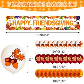 31Pcs Large Happy Friendsgiving Banner Outdoor Thanksgiving Banners Funny for Thanksgiving Yard Decorations Thanksgiving Banners for Outside for Thanksgiving Banner Decorations