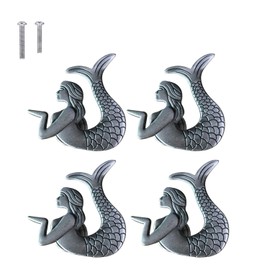 ZILucky Mermaid Drawer knobs Nautical Beach Ocean Theme Home Decor Drawer Pulls Handles for Dresser Cupboard Wardrobe Cabinet Kitchen Knobs Pack of 4 (Pewter)