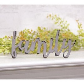 CWI Gifts FAMILY Resin Sitter Wall Hanging 7.5” Distressed Gray Freestanding Accent Piece