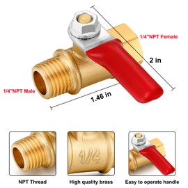 YELUN 1/4 Inch Valve Npt Air Compressor Brass Heavy Duty Valve Male and Female Shut off Switch 1/4 NPT Thread Pipe Fitting (Male x Female 3PCS)
