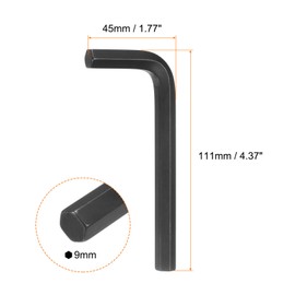 HARFINGTON 5pcs Hex Key Wrench 9mm L-Shape Hexagon Metric Wrenches Chrome Vanadium Steel Repairing Tool for Home Repair, Black