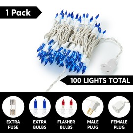 Joiedomi Clear Christmas Lights Outdoor,100 Count Christmas Tree Lights Indoor,19.5FT Blue String Lights with White Wire,Xmas Decorations for Dorm Classroom Bedroom Holiday Wedding Party