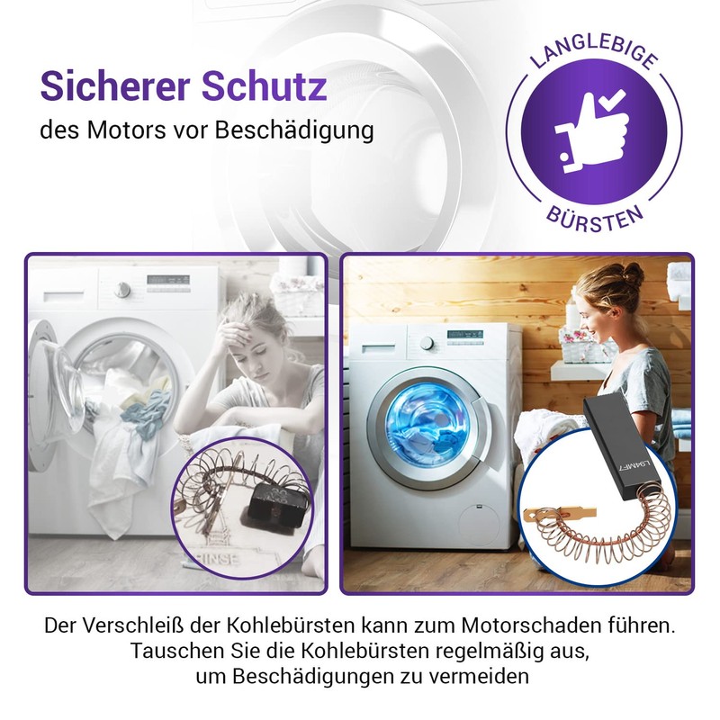 Vioks.pro 2 x Carbon Brushes Washing Machine 4.8 mm AMP
