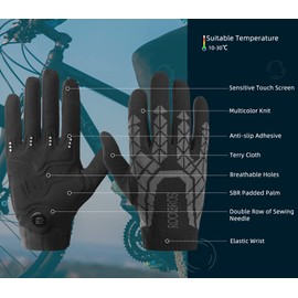 ROCKBROS Cycling Gloves for Men and Women, Breathable Cycling Gloves with Gel Padding - Unisex Cycling Gloves for Running, Jogging, Cycling M-2XL