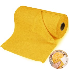 Reutilizables Paños de Cocina, 85 Hojas, Rollo de Toalla de Microfibra, 25 * 25 Cm,Fuerte Absorción de Agua, Adecuado para la Limpieza de Cocinas, Automóviles, Muebles (1, Amarillo)