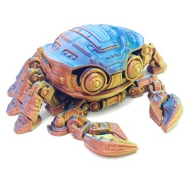 Yeefunjoy 3D Printed Crab, 3D Printed Animal Cyber Crab Fidget Toy Full Articulated Toy Crab Statue Flexible Joints Home Office Decor Executive Desk Toys Adult Kids Gifts for Stress Relief