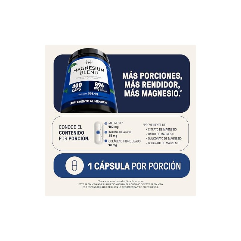 Life 360 Magnesium Blend Magnesios Oxido Glicinato Gluconato Citrato Magnesio
